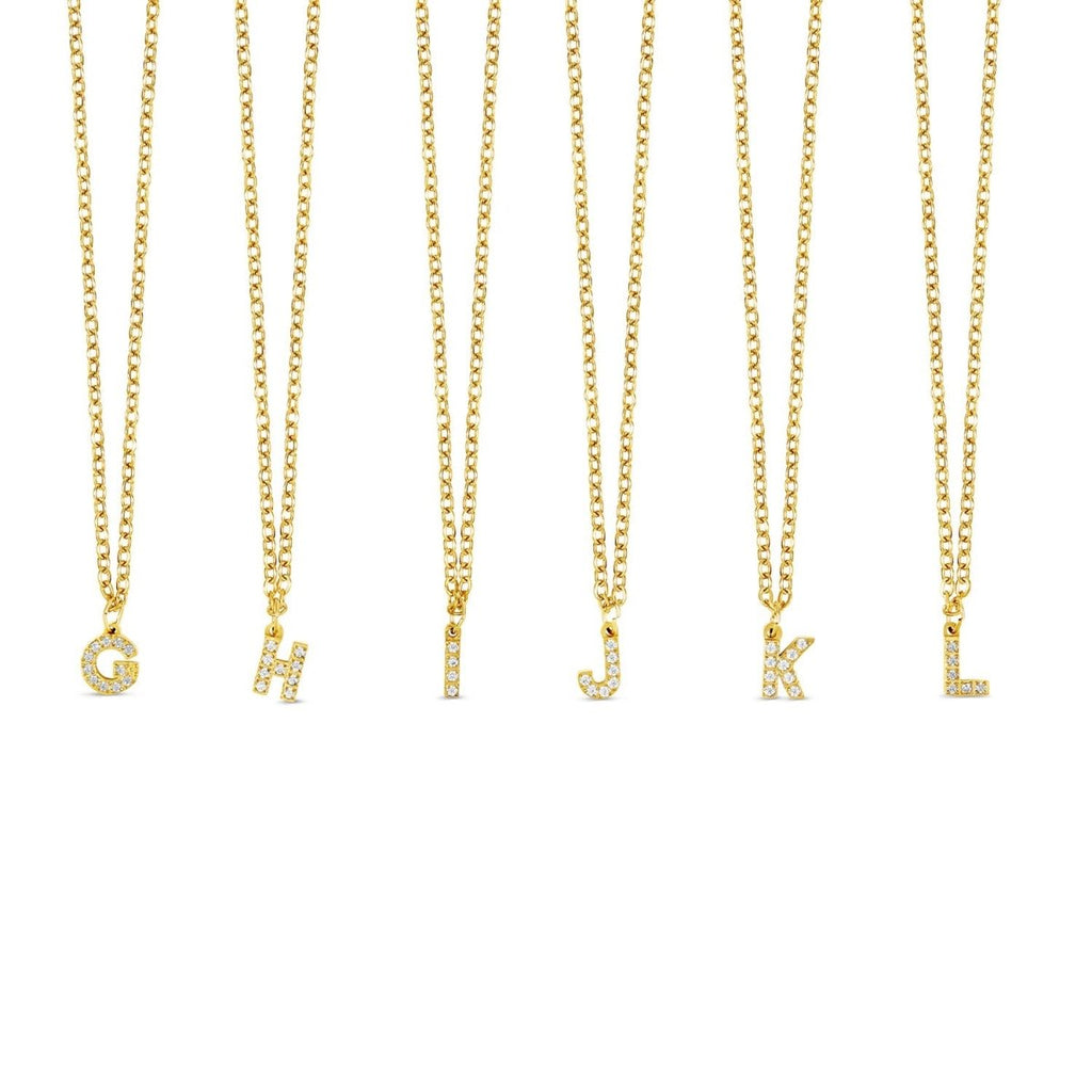 Initial Letter Stone Necklace Plated in 18K Gold