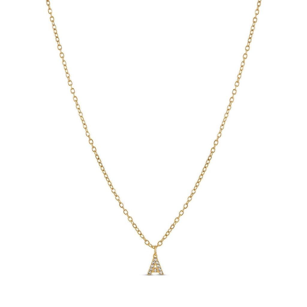 Initial Letter Stone Necklace Plated in 18K Gold