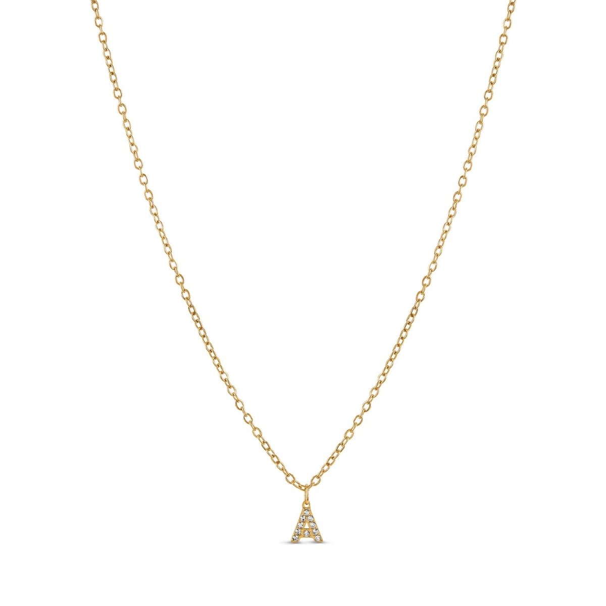 Initial Letter Stone Necklace Plated in 18K Gold