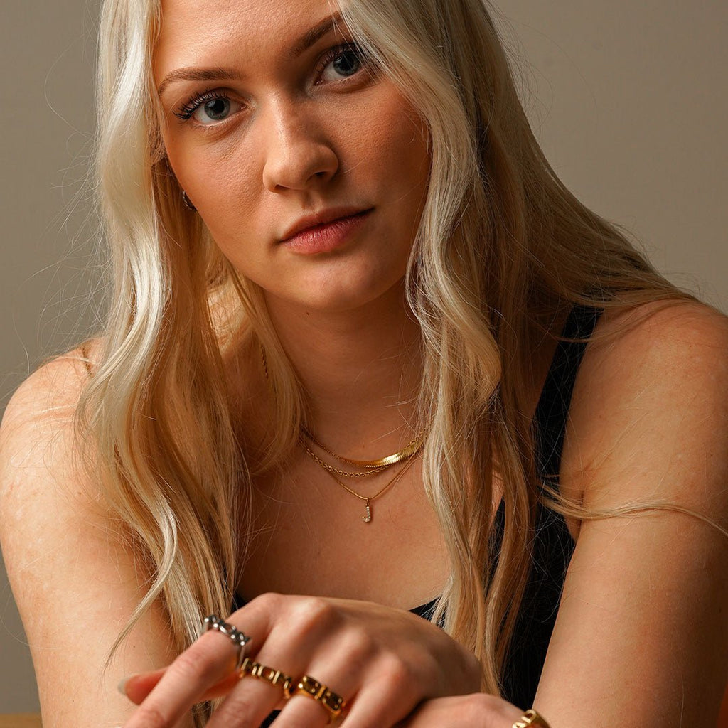 Initial Letter Necklace with Zirconia Plated in 18K Gold