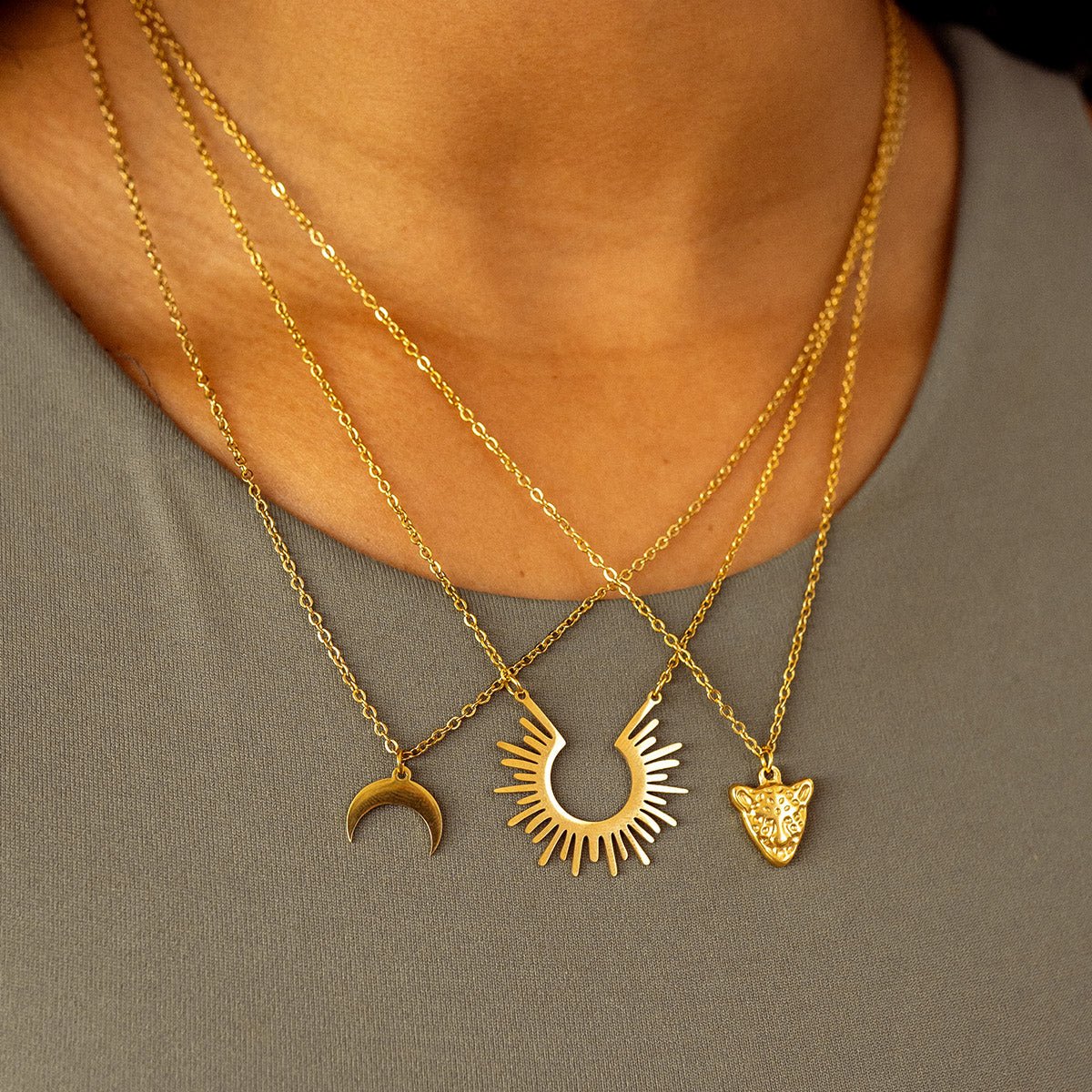 Moon Pendant Necklace Plated in 18K Gold