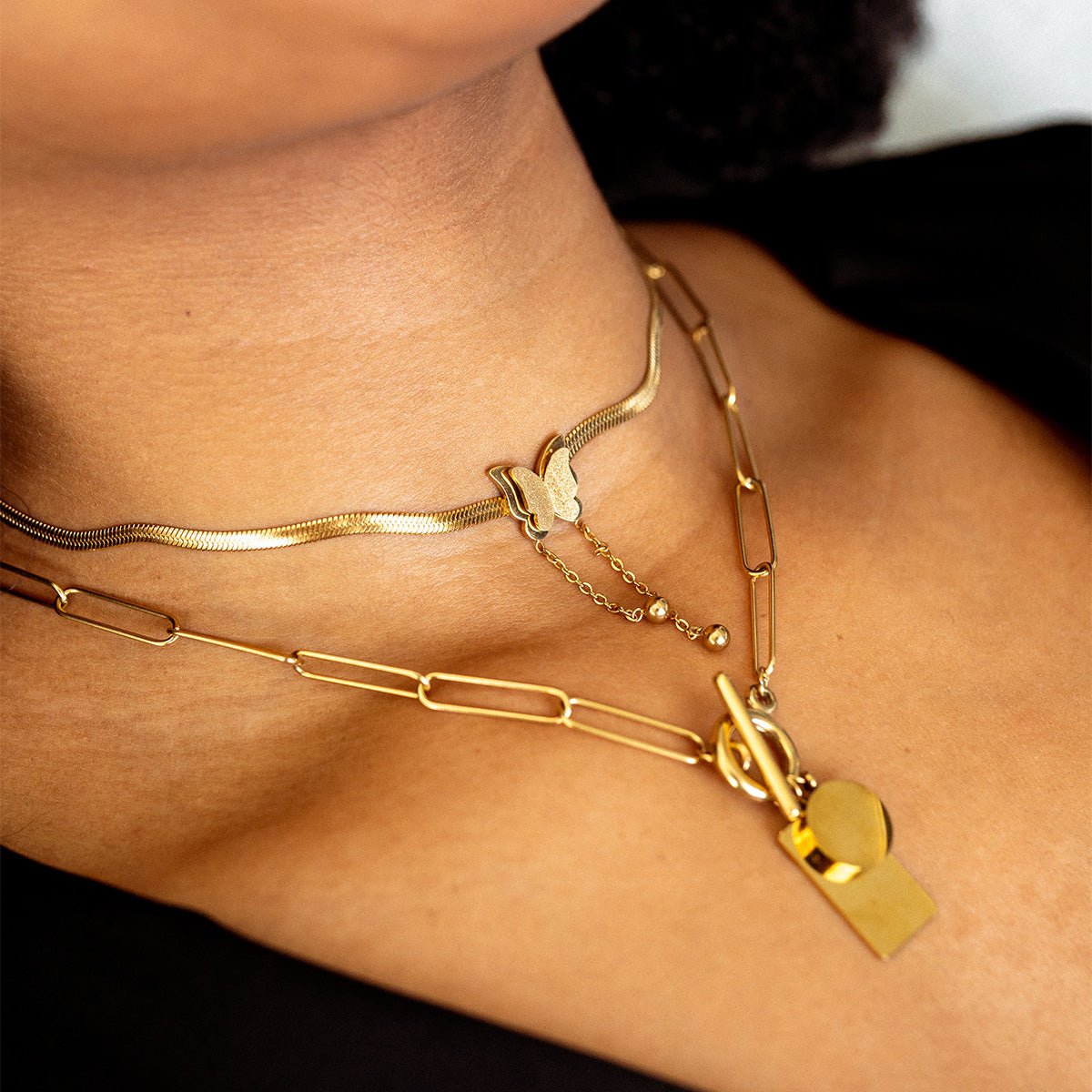 Free Butterfly Mesh Necklace Plated in 18K Gold