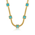 Aqua Stone Mesh Necklace Gold Plated in 18K