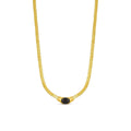 Onyx Stone Mesh Necklace Plated in 18K Gold