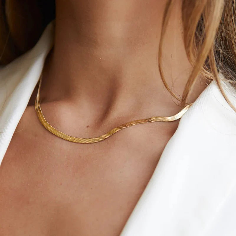 Gold Plated Snake Mesh Necklace in 18K Gold