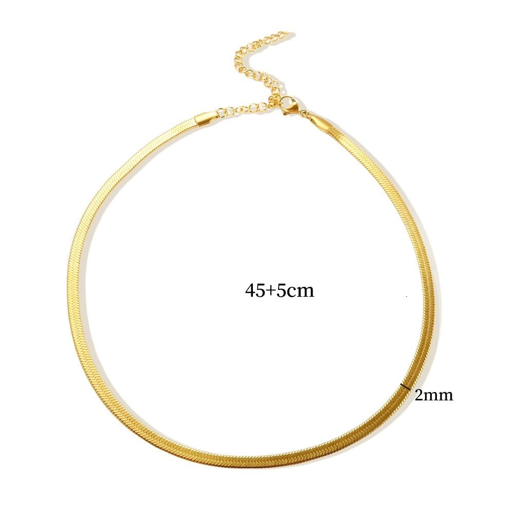 Fine 2mm Snake Chain Necklace Plated in 18k Gold