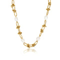 Knot and Pearl Necklace Plated in 18k Gold