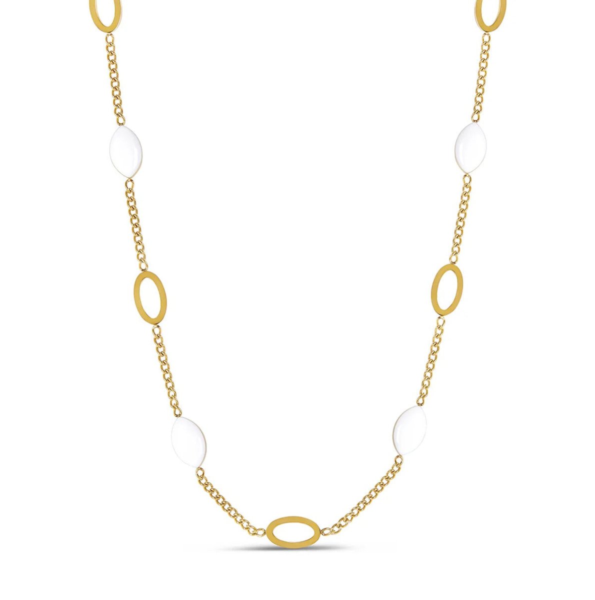 Angellica Oval Pendant Necklace Plated in 18K Gold
