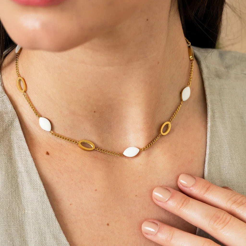 Angellica Oval Pendant Necklace Plated in 18K Gold