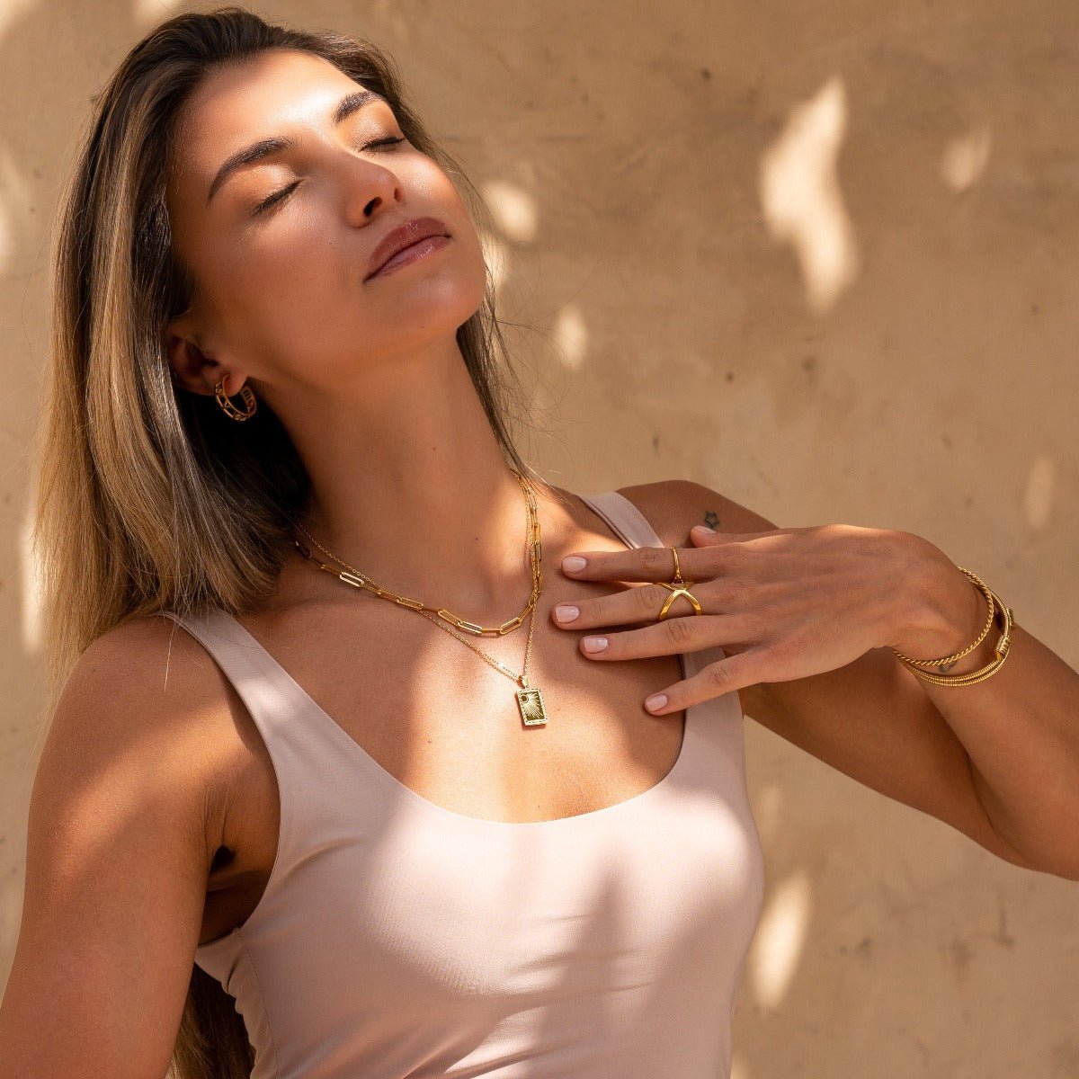 Sunrise Pendant Necklace Gold Plated 18K