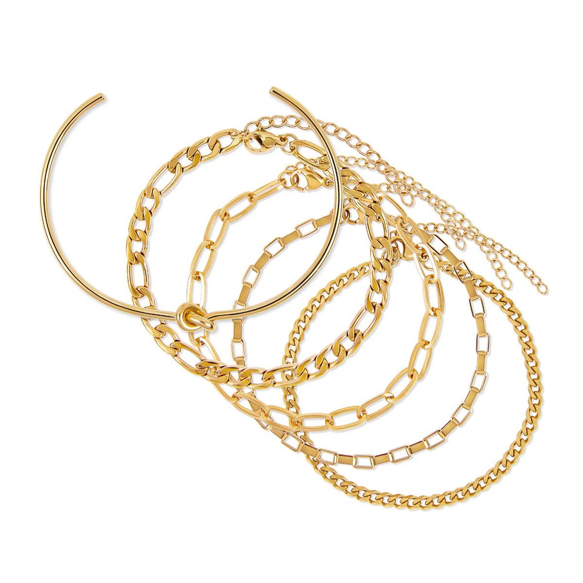 Elegance Bracelet Set & Knot Bracelet Plated in 18K Gold