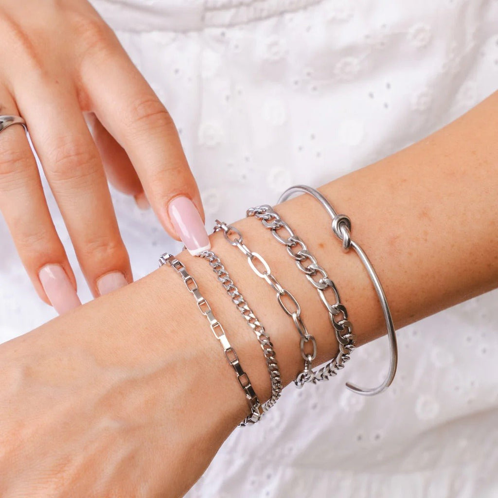 Elegance Bracelet Set & Knot Bracelet - Silver