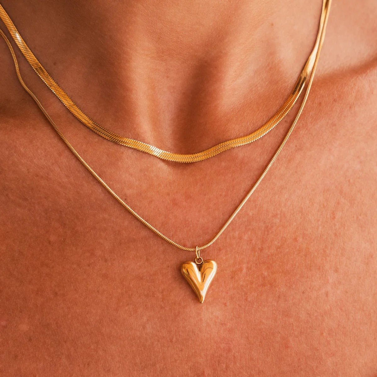 Mix of Sculpted Heart Necklaces Plated in 18K Gold