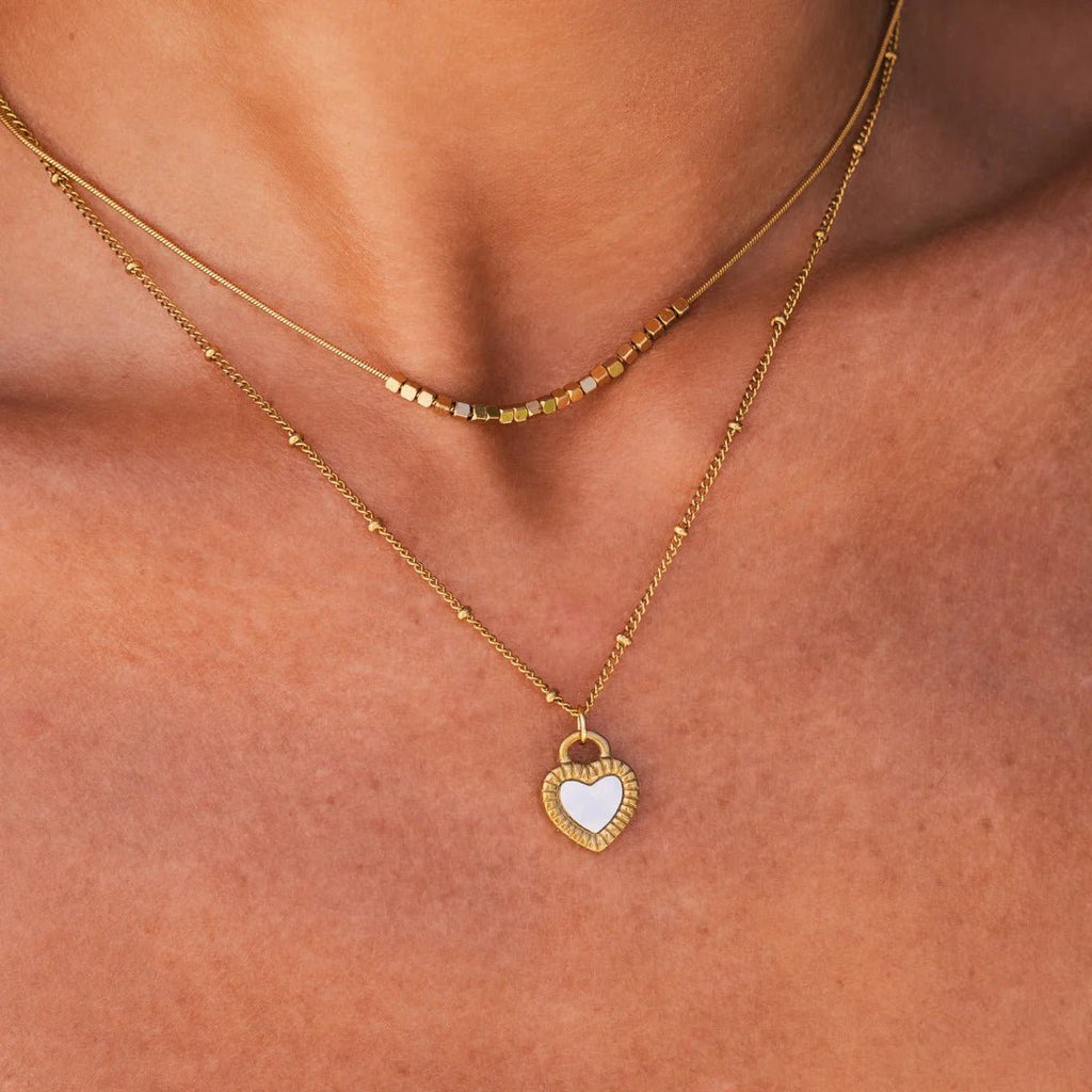 Mix of Marbled Heart Necklaces Plated in 18K Gold