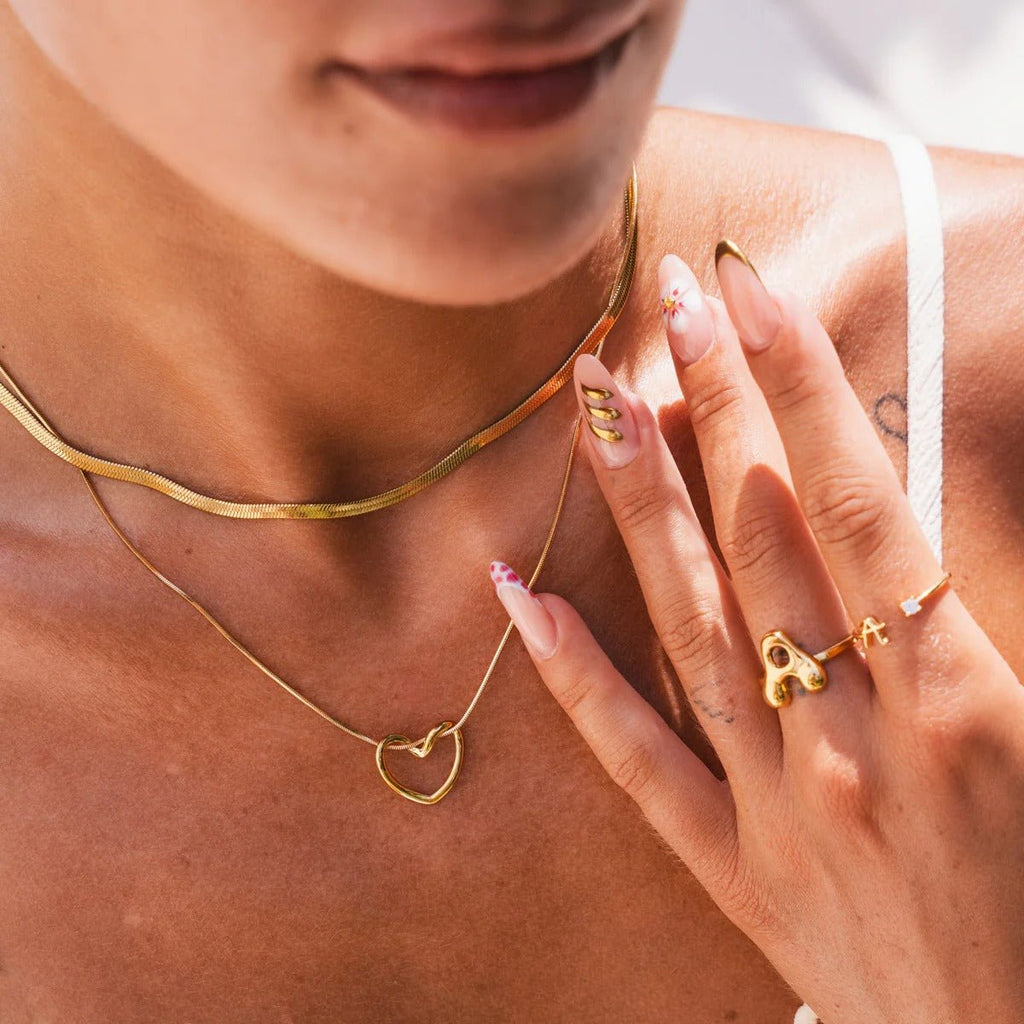 Mix of Minimalist Heart Necklaces Plated in 18K Gold