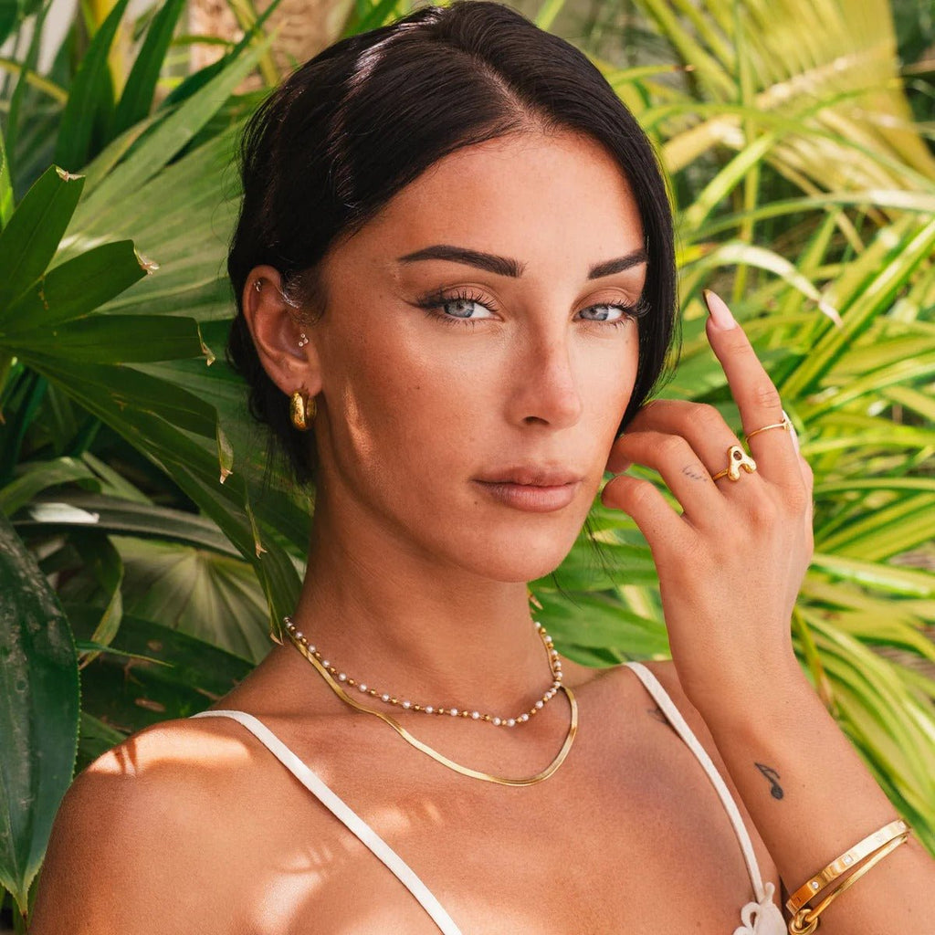 Pearl Necklace Mix Plated in 18K Gold