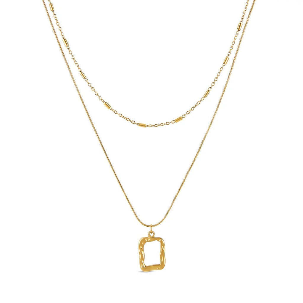 Abstract Pendant Necklace Mix Plated in 18K Gold