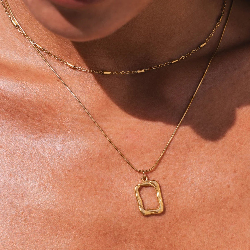 Abstract Pendant Necklace Mix Plated in 18K Gold