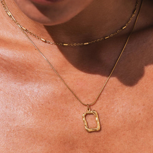 Abstract Pendant Necklace Mix Plated in 18K Gold