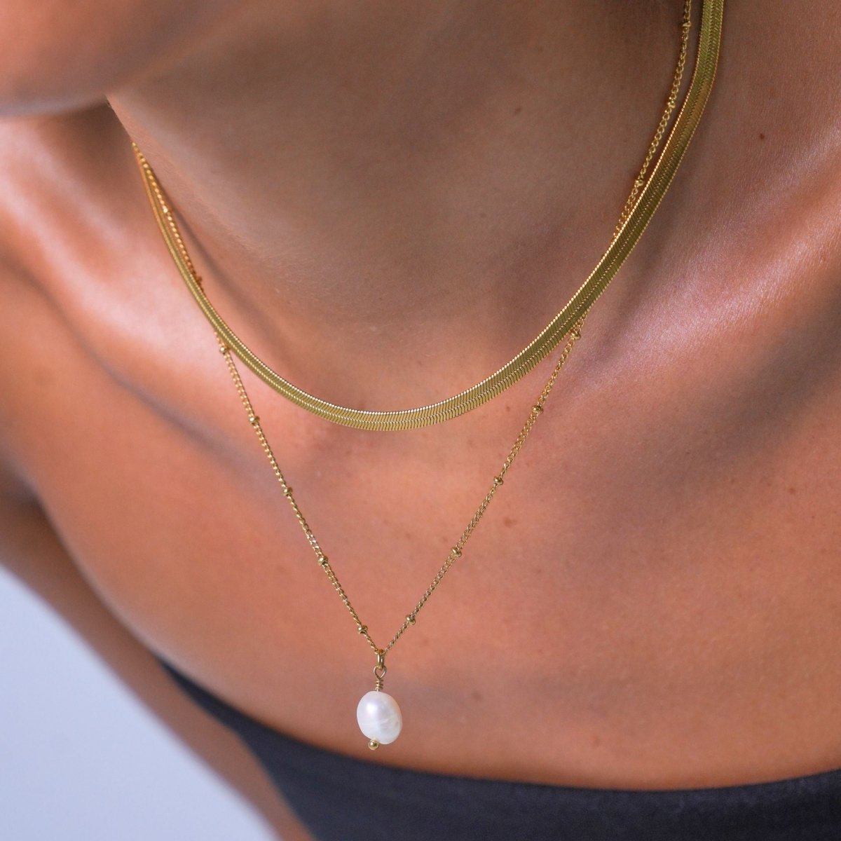 Mix Shine Double Necklace Plated in 18k Gold