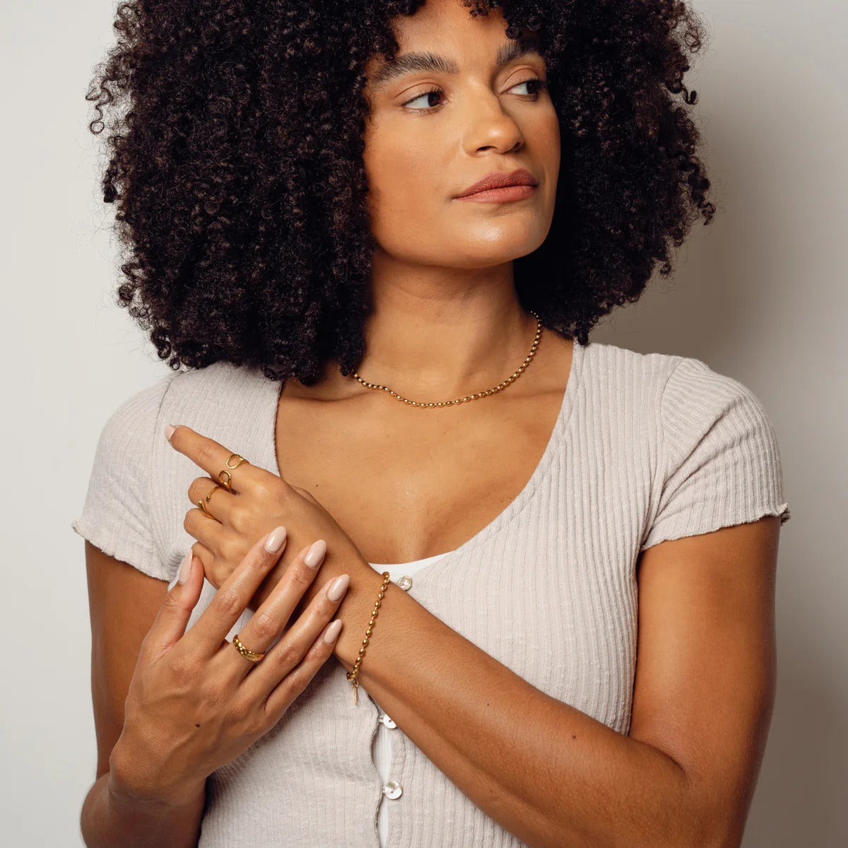 Gold Plated Sphere Chain Necklace 18K