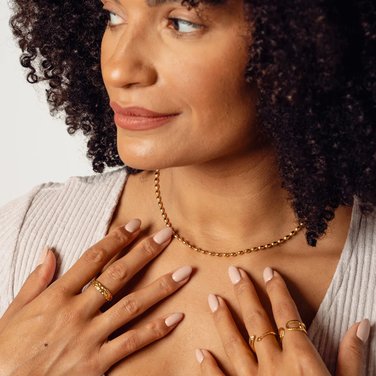 Gold Plated Sphere Chain Necklace 18K