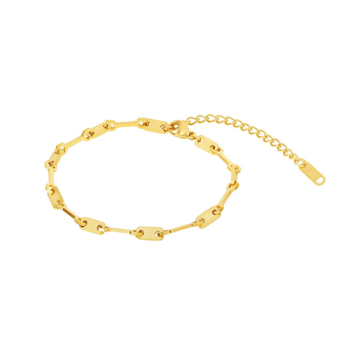 Gold Plated Tablet Link Chain Bracelet 18K