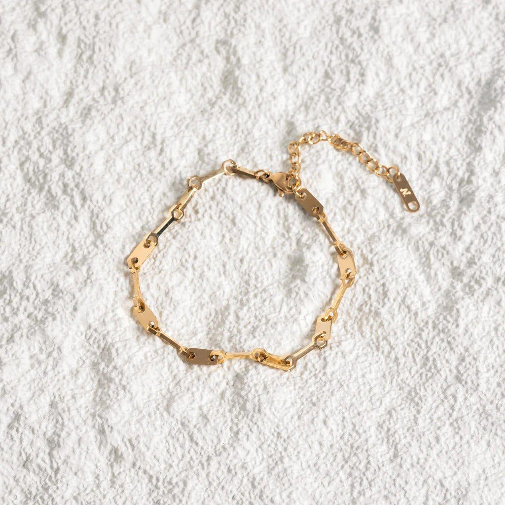 Gold Plated Tablet Link Chain Bracelet 18K