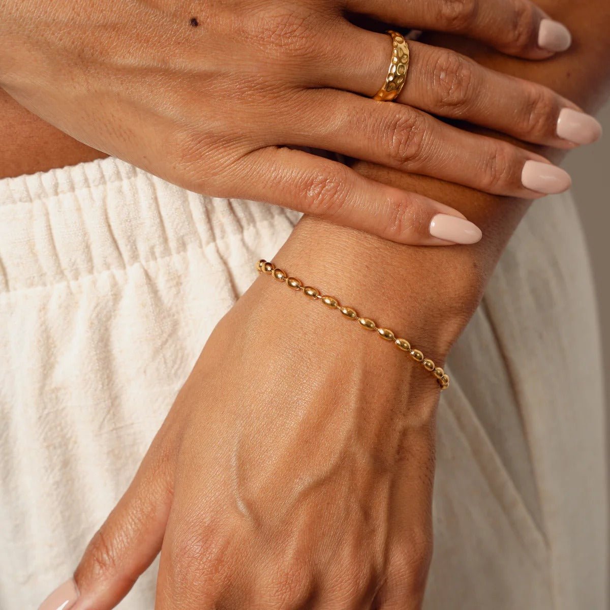 Sphere Chain Bracelet Plated in 18K Gold