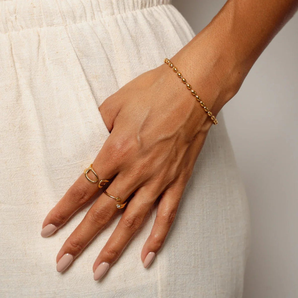 Sphere Chain Bracelet Plated in 18K Gold