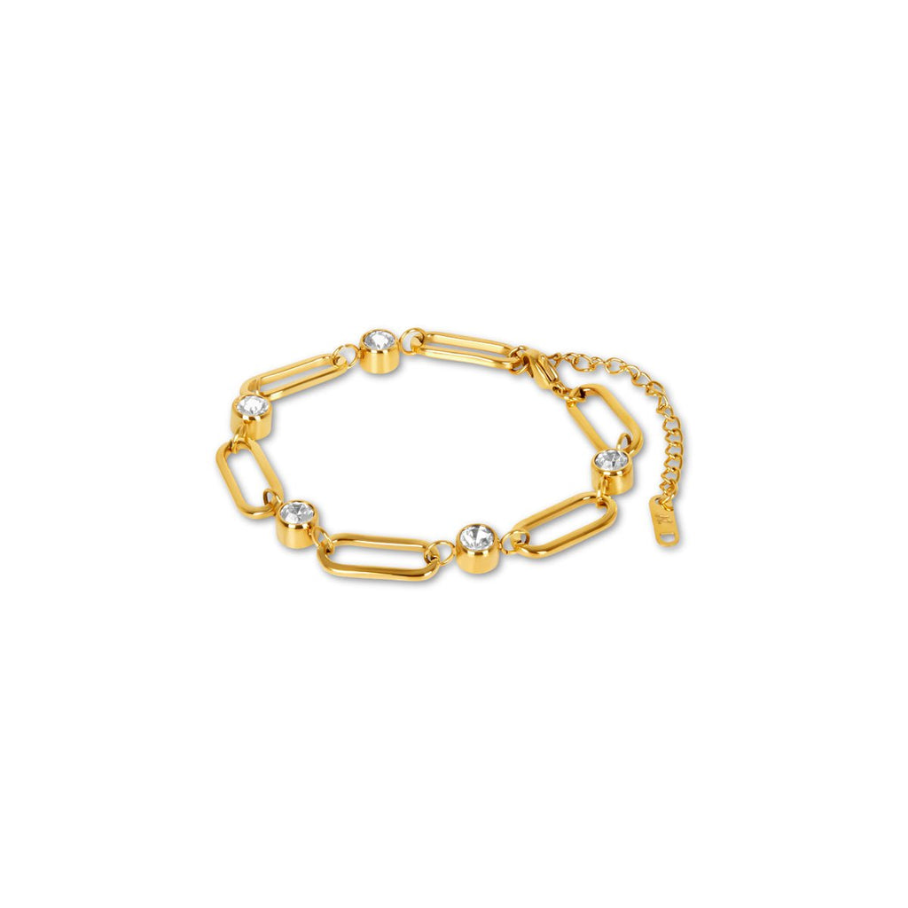 Crystal Link Bracelet Plated in 18k Gold