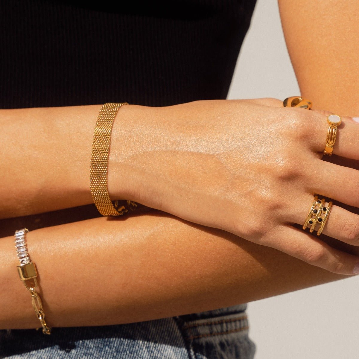 Riviera Baguette Lock Bracelet Plated in 18K Gold