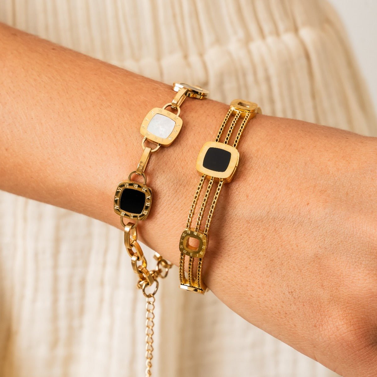 Square Mono Bracelet Plated in 18k Gold