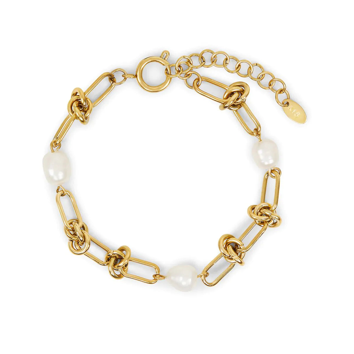 Knot and Pearls Bracelet Plated in 18k Gold