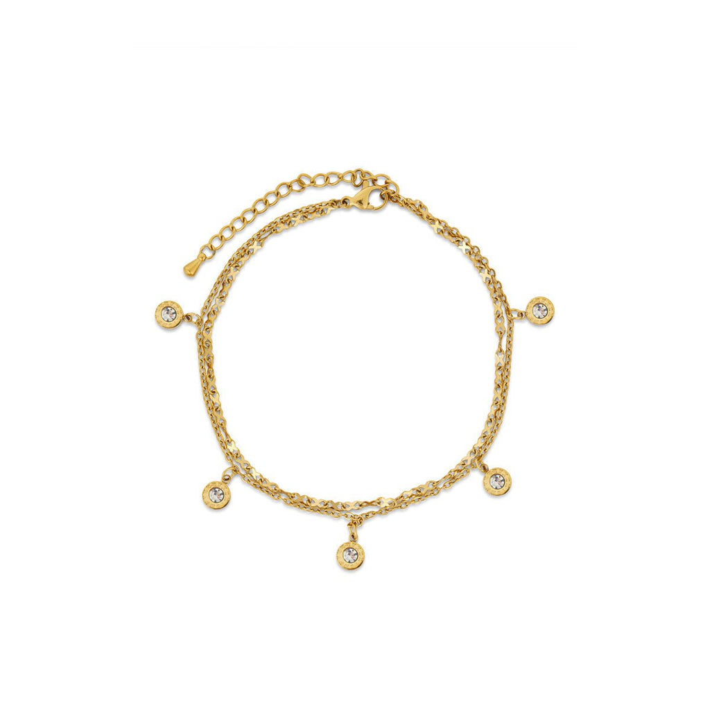 Atlas Ankle Bracelet with Zirconia Plated in 18K Gold