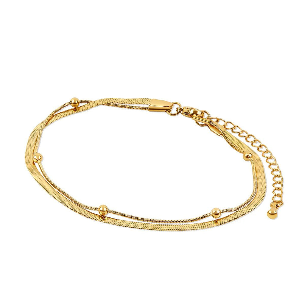 Double Ball Ankle Bracelet Plated in 18K Gold