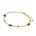 Double Heart Ankle Bracelet with Stone Plated in 18K Gold