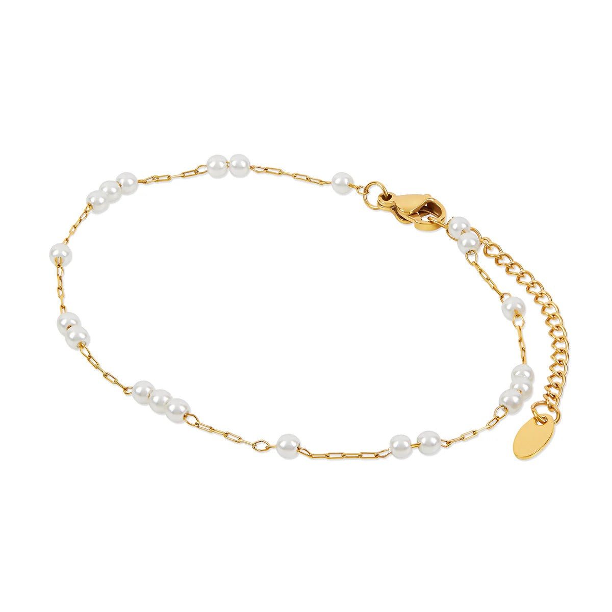 Delicate Pearl Anklet Plated in 18K Gold